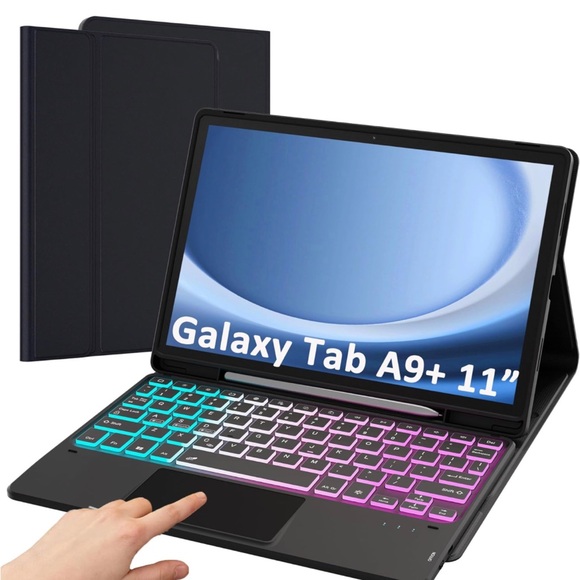 for Samsung Galaxy Tab A9+ 5G/A9 Plus 11" Keyboard Case: 3 Zone 7 Colors Backlit - Picture 1 of 8